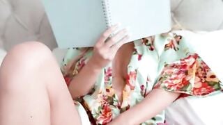 Blonde MILF in Floral Robe Sends Sextape to Son on Phone