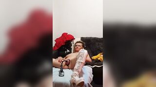Mature Blonde Deepthroats Cock with Pussy Pump While Gagged