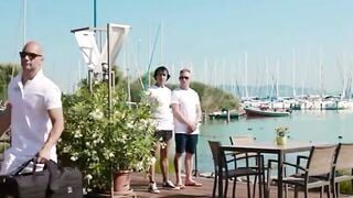 Little Caprice Sucks Cock on Yacht Deck with Tattooed Guy