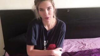 Sara Vandella Caught Masturbating POV on Purple Bed