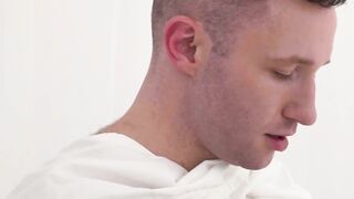 Hairy Brunette Assfuck in White Suit Uniform with Big Dick