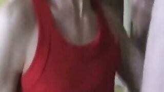 German Amateur Blonde Sucks Cock In Stairwell POV