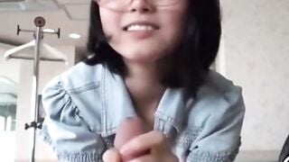 Cute Amateur Girl in Glasses Sucks Cock Deepthroat