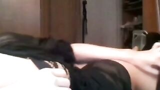 Blonde Amateur Russian Girl in Sheer Black Top Sucks Cock Close Up