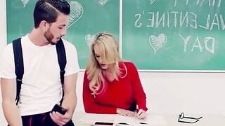 Blonde Teacher Sucks Cock Under Desk on Valentine's Day