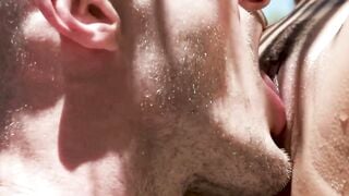 Blonde Woman Sucks Cock by Pool with Big Dick Guy