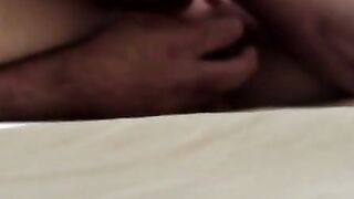 German Blonde Amateur Deepthroats Glass Dildo on Bed