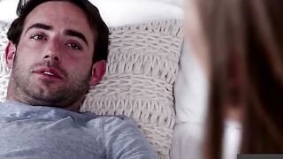 Blonde MILF Teaches Step Son How To Blow His Girlfriend On Bed
