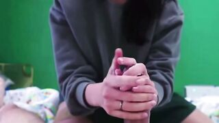 Step Mom in Green Skirt Serves Hot Tea with Lemon to Step Son