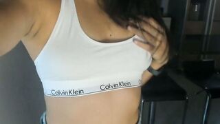 Petite Asian Babe in Calvin Klein Teases with Hairy Pussy POV Webcam