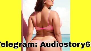 Busty Brunette in Pink Lingerie Shows Off Big Ass at Beach Balcony