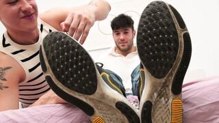 Femboy Tickles Straight Hunk Feet Bondage POV Handjob