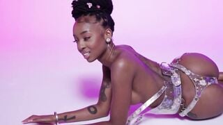 SaBrea Phenix Teases Huge Ass and Tits in Floral Clear Lingerie Striptease