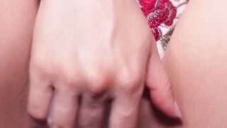 Yuri Teases Camera with Hairy Cunt and Big Tits in White Dress