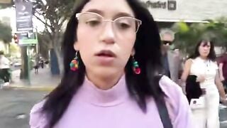 Glasses Girl Gets Messy Cum Facial Outdoors After Walking