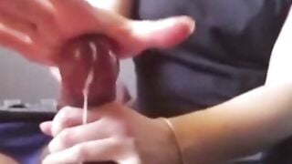 Amateur POV Handjob with Quick Cumshot in Bedroom