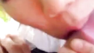 Amateur Asian Girl Deepthroats Cock Outside in Garden