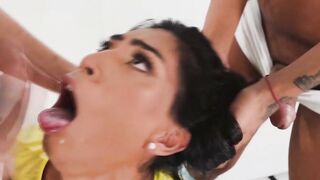 Shemale Soccer Threesome: Sucking Cock and Anal on White Couch