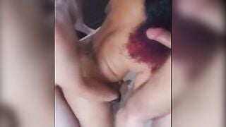 Tattooed Amateur Girl Deepthroats Cock in Homemade Bukkake Scene