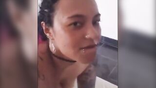 Tattooed Amateur Girl Deepthroats Cock in Homemade Bukkake Scene