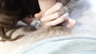 Amateur Wife Deep Throat Blowjob on Bed with Creampie
