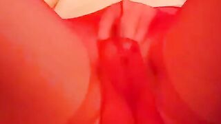 German MILF Tina Sucks Her Cock in Red Tights