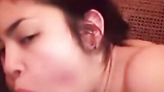 Lida Zambrano Sucks Cock in Striped Bra at Brothel