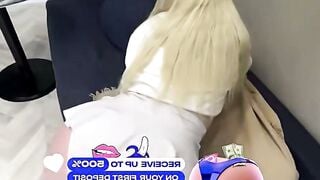 Blonde MILF Lucy Bel Sucks Husband's Cock on Phone Call