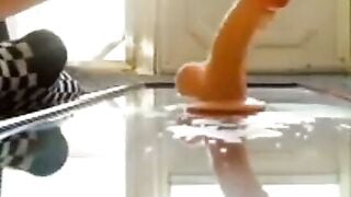 Skinny Brunette Monica Taylor Masturbates with Dildo to Squirting Orgasm