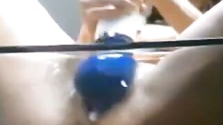 Blonde Amateur Girl Masturbates with Blue Vibrator for Intense Orgasm