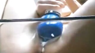 Blonde Amateur Girl Masturbates with Blue Vibrator for Intense Orgasm