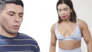 Fit Latin Stepmom Watches Stepson Masturbate After Gym Workout