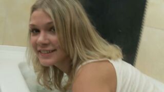 Marigold T Grinds Soak Pussy in Pink Lace Panties While Showering