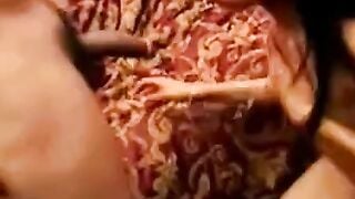 Indian Amateur Girl Deepthroats Cock on Patterned Couch