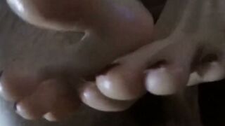 Amateur Redhead Teen POV Footjob with Cumshot on Soles