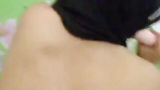 Indonesian Hijab Girl Masturbates Tight Pussy Then Gets Doggy Fucked Hard