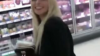 Blonde Babe Sucks Cock in Supermarket Aisle for Anal Sex