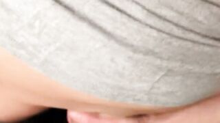 Amateur Teen Stepsister Pulls Down Grey Leggings for POV Creampie