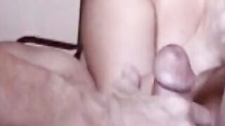 Threesome with Big Natural Tits: Amateur MILF POV Handjob