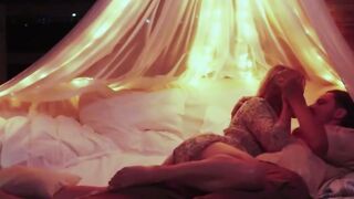 Bonnie Alex Romantic Outdoor Sex Under Fairy Lights on Bed