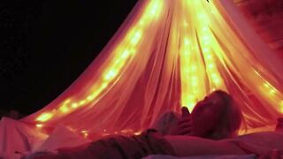 Bonnie Alex Romantic Outdoor Sex Under Fairy Lights on Bed
