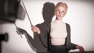 Blonde Ponytail Glasses Sucks Huge Horse Cock in Stable