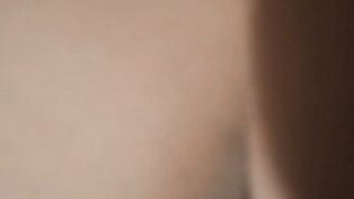 Brunette Sucks Cock in White Thong Tight Ass Close-up