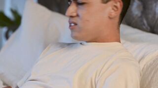 Blonde Stepdaughter Sucks Big Cock on Christmas Couch in Front of Tree