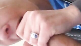 Amateur Beach Blowjob: Blonde Sucks Cock Close Up
