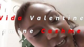 Vida Valentine & Jazmine Cashmere Deepthroat Massive BBC DP Threesome