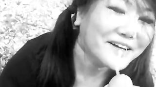 Asian Girl with Glasses Gets Cumshot Compilation Facial