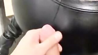Amateur Couple Doggy Style Sex with Big Natural Tits and Blue Latex Boots
