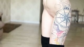 Tattooed Blonde Solo Babe Shows Off Big Tits And Ass In High Boots