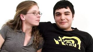 Slutty Cougar with Glasses Blows Long African BBC on White Couch